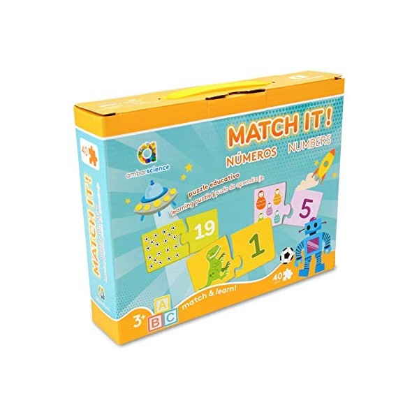 ambarscience - Puzzle éducatif de 40 pièces pour Apprendre 1 à 20, avec Images et Chiffres pour Enfants 3+ Ambar Passion S.A