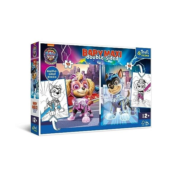 Trefl Primo-Paw Patrol:The Mighty Movie, Chiots héroïques-4en1 : 2x10 Grands Pièces,Puzzles Colorés avec Les Personnages de P