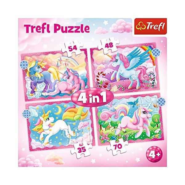 Trefl Puzzles de 35 à 70 pièces : 4 Puzzles : Licornes et Magie