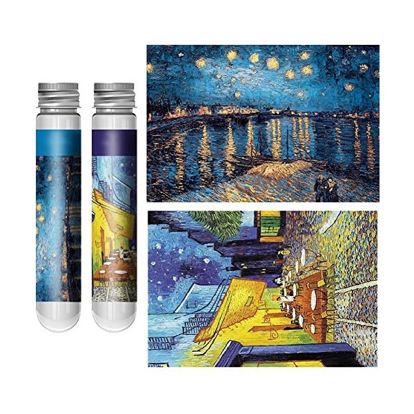 Stakee 2 Ensembles Mini Puzzles Van Gogh Célèbre Peinture Puzzle Difficile Micro Puzzle Maison Divertissement Jouets pour Adu