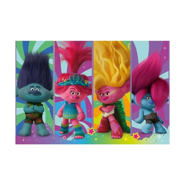 Trefl Junior–Trolls Band Together, Jeux avec Trolles–Puzzles 104 XXL Super Shape – Puzzles Colorés avec des Personnages de Ba