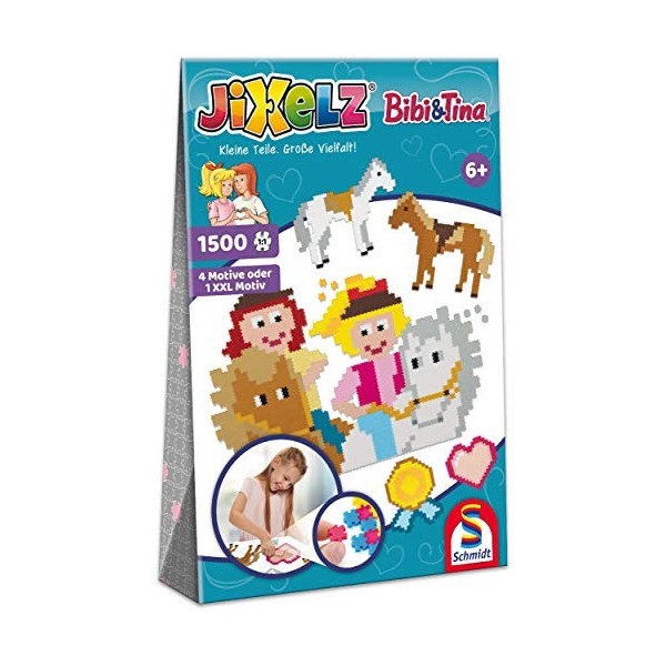 Schmidt Spiele 46116 Jixelz, Bibi & Tina 1500 pièces, 5 Motifs, Kits de Bricolage pour Enfants, Puzzles pour Enfants