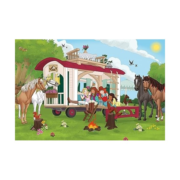 Schmidt Spiele 56463 Horse Club Jeu de 100 pièces avec Module complémentaire pour Enfants, Coloré