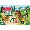 Trefl Junior-The Treflik Family Les Trefliki à lÉcurie-Puzzle 60 XXL Super Shape-Puzzle en Forme Originale, Loisir pour Enfa