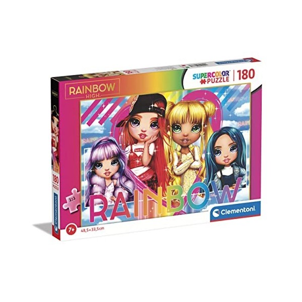 Clementoni- Puzzle Rainbow High 180pzs Supercolor High-180 pièces, 7 Ans Enfant Dessin animé-fabriqué en Italie, 29776, Multi