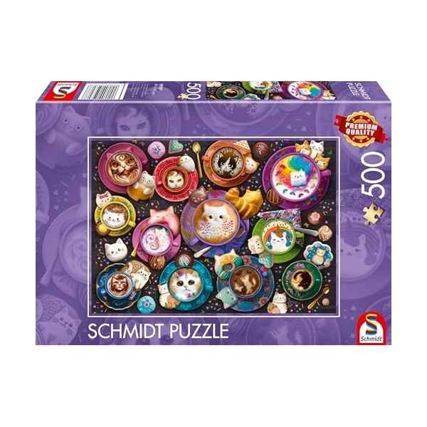 Schmidt Spiele 59707 Chaton à la Latte Art Puzzle 500 pièces, Multicolore