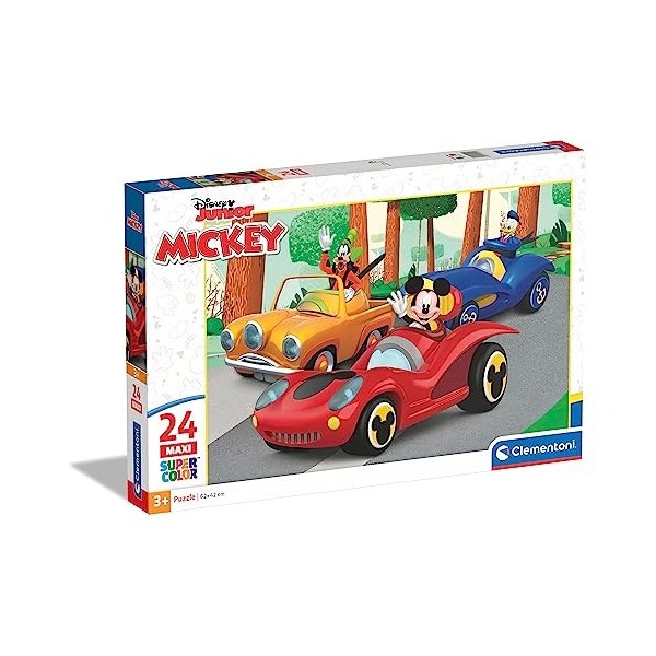 Clementoni- Puzzle Maxi Mickey Disney 24pzs Does Not Apply Supercolor Mickey-24 pièces, 3 Ans Enfant Dessin animé-fabriqué en