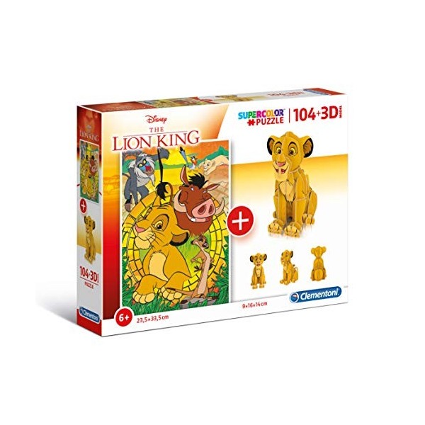 Clementoni-Clementoni-20158-Puzzle 104 modèle 3D-Lion King-104 pièces, 20158, Multicolore