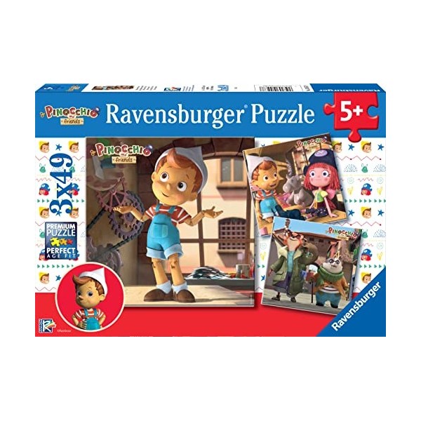 Ravensburger Pinocchio 3 Puzzles de 49 pièces, 05567 8, Multicolore