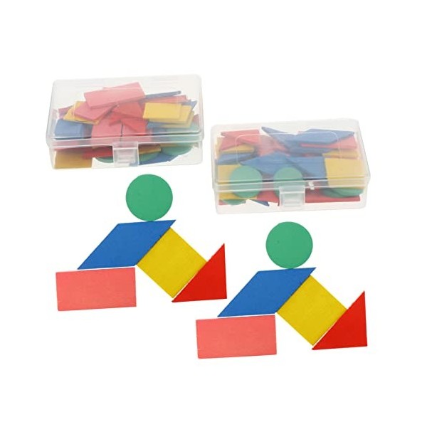 ibasenice 2 Ensembles Aides pédagogiques pour Les énigmes mathématiques Puzzles en Bois Blocs de Tangram en Bois Jouet Ensemb