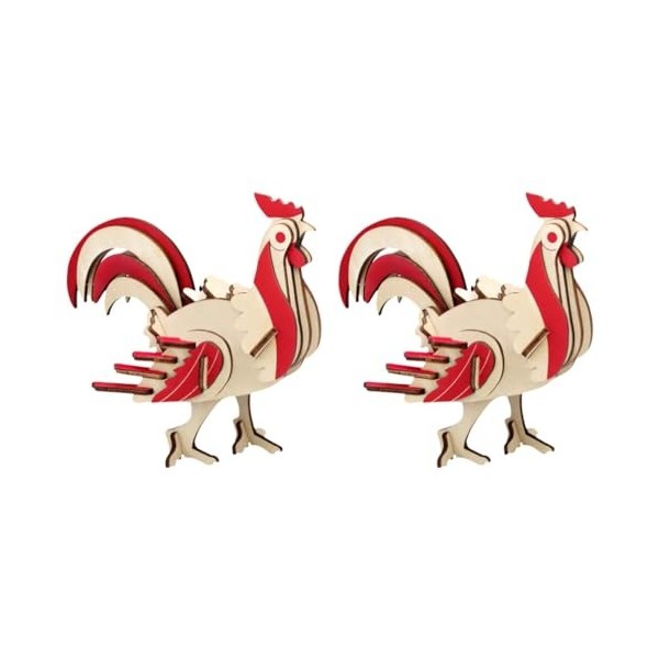 Yardwe 2 Ensembles Puzzle Coq en Bois Puzzle De Pâques Casse-tête Mécanique Figurines De Puzzle en Bois Jouet Puzzle Animal C