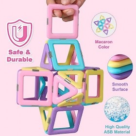 ECHOCUBE Blocs de Construction Magnétiques, 40 PCS Pièces Magnétiques de Construction pour Enfants, Ensemble de Blocs Magnéti