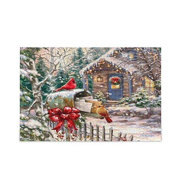 Puzzle dhiver cardnal oiseau rouge poinsettia fleur arbre de Noël 500 pièces puzzles éducatifs intellectuels décompressant j