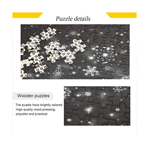 Puzzle noir et blanc étoile neige pour adultes Grand puzzle pour adolescents 500 pièces Jeu dart Cadeau