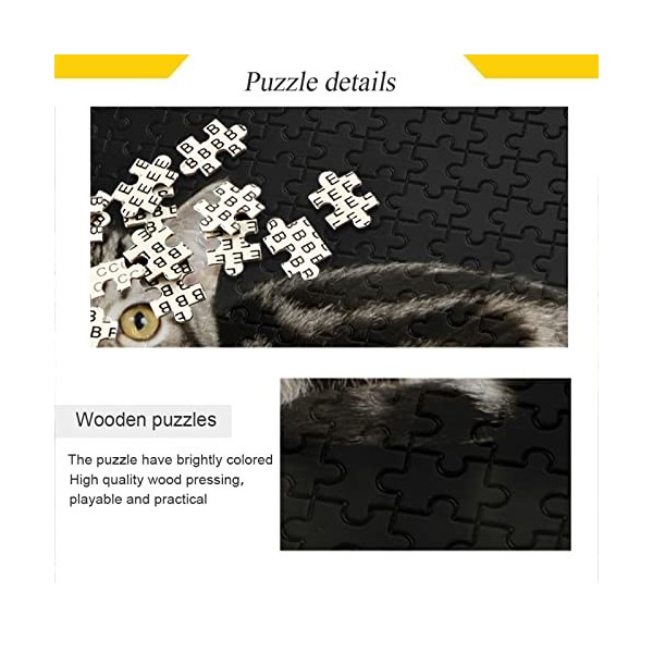 Puzzle mignon chat noir chaton pour adultes grand puzzle pour adolescent 500 pièces jeu illustration cadeau