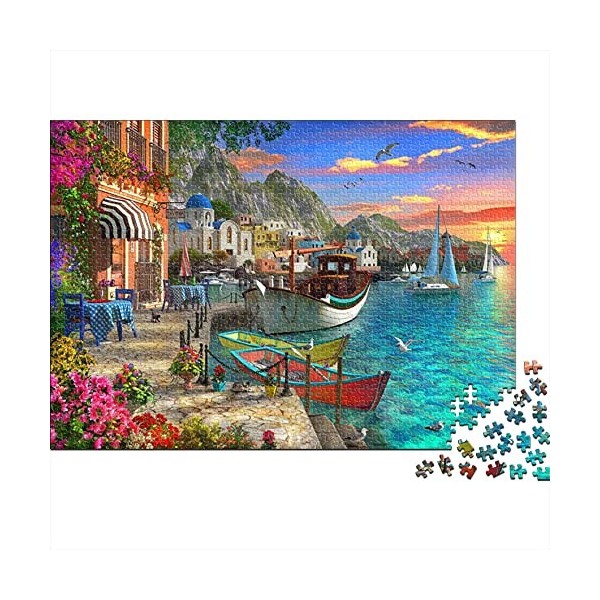 1000 Pièces Puzzles pour Adultes Mer Grecque - Paysage | A754 Puzzles Familiaux en Carton Puzzle Défi du Cerveau pour Enfants