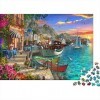 1000 Pièces Puzzles pour Adultes Mer Grecque - Paysage | A754 Puzzles Familiaux en Carton Puzzle Défi du Cerveau pour Enfants