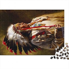 Puzzles Adultes 1000 Pièces Homme Indien - Portrait|A34 Puzzles Adultes Family Time Brain Challenge Puzzles 38x26cm