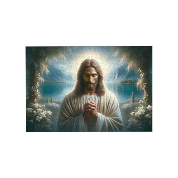 Puzzle de 300 pièces pour adultes - Jeu de prière de Jésus - Puzzle en bois - Décoration familiale - Parfait pour les cadeaux