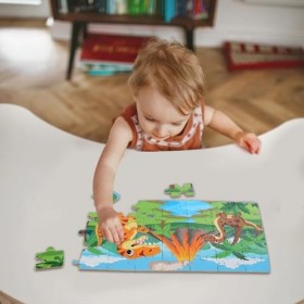 BYBAGS Puzzles de Dinosaures | Jouets dapprentissage préscolaire | Adorables Puzzles de Dinosaures durables et vibrants avec