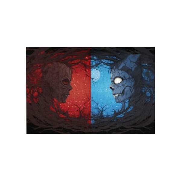 Puzzle de 300 pièces pour adultes - Rouge et bleu - Puzzle en bois - Décoration familiale - Parfait pour les cadeaux amusants