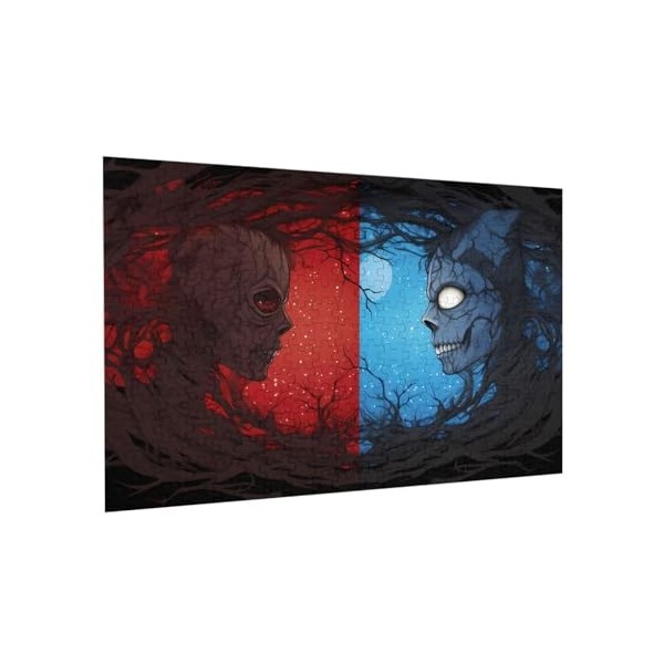 Puzzle de 300 pièces pour adultes - Rouge et bleu - Puzzle en bois - Décoration familiale - Parfait pour les cadeaux amusants