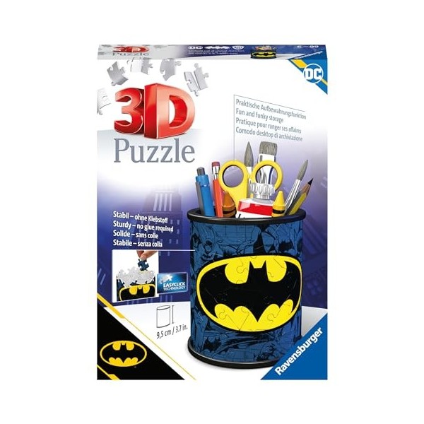 Ravensburger - Puzzle 3D Pot à Crayons - Batman - A partir de 6 ans - 54 pièces numérotées à assembler sans colle - Accessoir