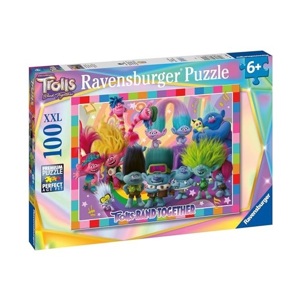 Ravensburger - Puzzle pour enfants - 100 pièces XXL - La bande des Trolls / Trolls 3 - Dès 6 ans - Puzzle de qualité supérieu