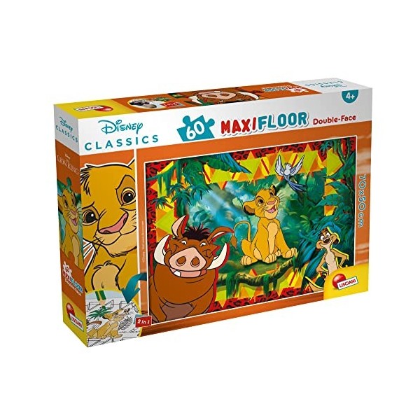 Lisciani, Maxi Puzzle pour enfants a partir de 4 ans, 60 pièces, 2 en 1 Double Face Recto / Verso avec le dos à colorier - Di