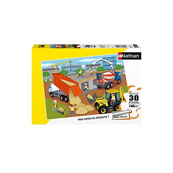 Nathan - Puzzle enfants - 30 pièces - Le chantier - Fille ou garçon dès 4 ans - Puzzle de qualité supérieure - Carton épais e