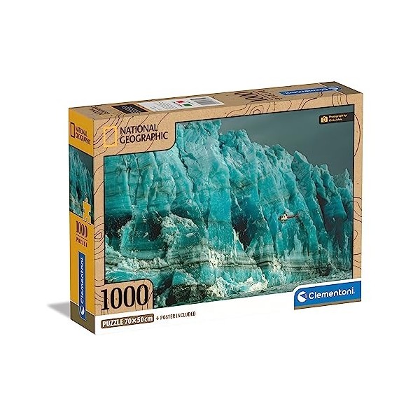 Clementoni National Geographic-Hubbard Glacier-1000 Pièces-Puzzle, Divertissement pour Adultes-Fabriqué en Italie, 39731