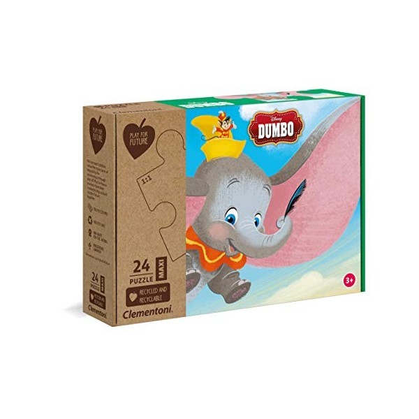 Clementoni Play For Future-Disney Dumbo-24 pièces maxi-puzzle enfant-matériaux 100% recyclés-fabriqué en Italie, 3 ans et plu