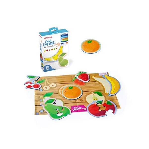 Miniland Flexi Form 6 Fruits Puzzles 18 Piece ,