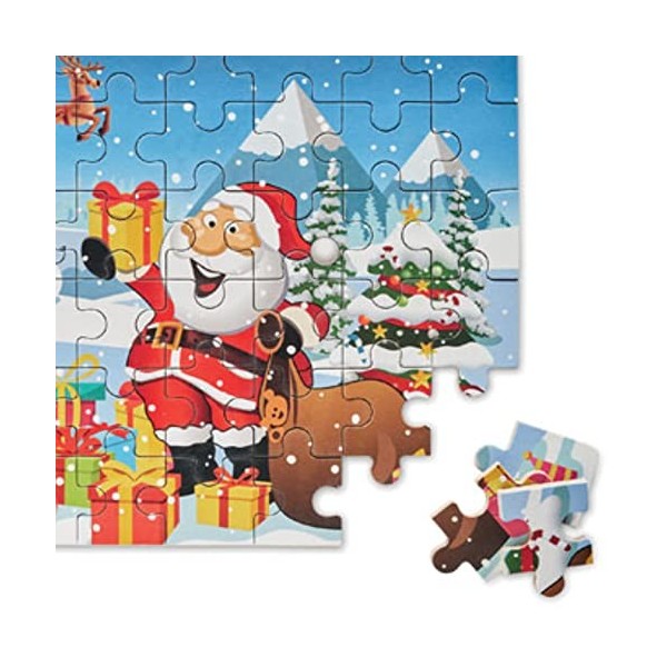 Puzzle de Noël en bois pour enfants - 60 pièces - Dans une boîte métallique - Pour anniversaire denfant - Saison de lAvent