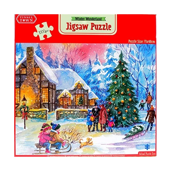 Tinsel Town Puzzle de Noël de 1000 pièces - 73 x 48 cm - Paysage des merveilles dhiver