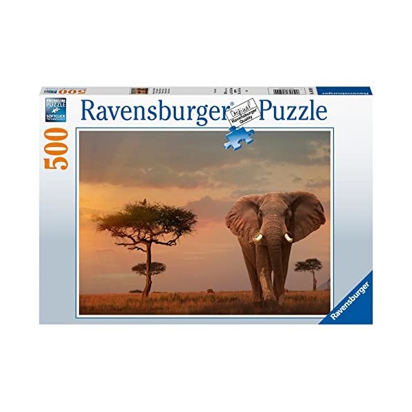 Ravensburger - Puzzle Adulte - Puzzle 500 p - Éléphant dAfrique - Adultes et enfants dès 12 ans - Puzzle de qualité supérieu