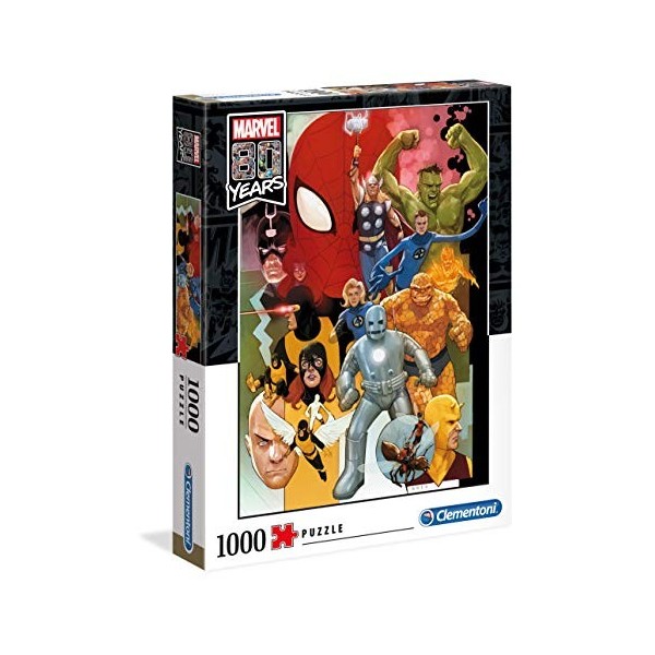 Clementoni- Puzzle 80 Years 1000pz Marvel Other, 39534, Multicolore, One Size