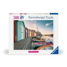 Ravensburger Scandinavian Places-Maisons à Bateaux à Smögen en Suède-Puzzle de 500 pièces pour Adultes et Enfants à partir de