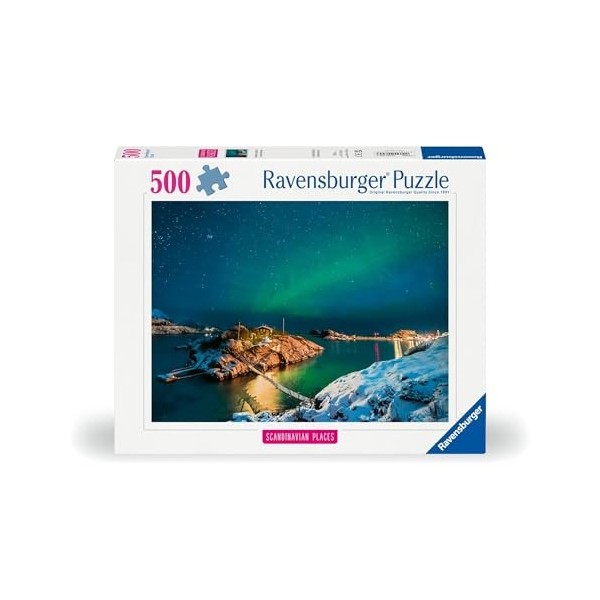 Ravensburger Scandinavian Places-12000845-Aurores boréales à Tromsø, Norvège-Puzzle de 500 pièces pour Adultes et Enfants à p