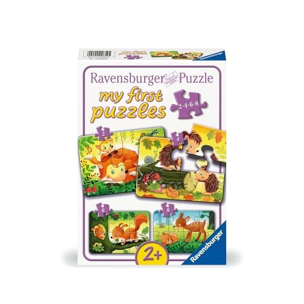 Ravensburger enfants-12000854-Petite Famille danimaux-Puzzle de 2,4,6,8 pièces pour Enfants à partir de 2 Ans, 12000854