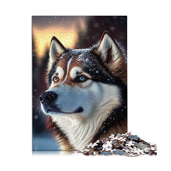 Puzzles pour Adultes et Enfants Husky Dog Snow Jigsaw Puzzles pour Adultes 1000 pièces Puzzles en Carton pour Adultes et Enfa