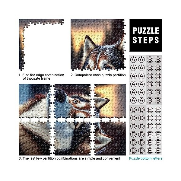 Puzzles pour Adultes et Enfants Husky Dog Snow Jigsaw Puzzles pour Adultes 1000 pièces Puzzles en Carton pour Adultes et Enfa