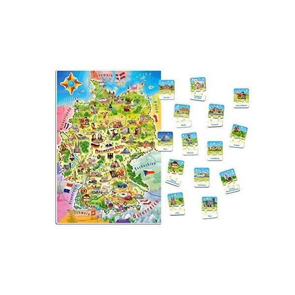 Castorland E-180 Carte dAllemagne Puzzle 120 + 28 Pièces -Couleur Aléatoires