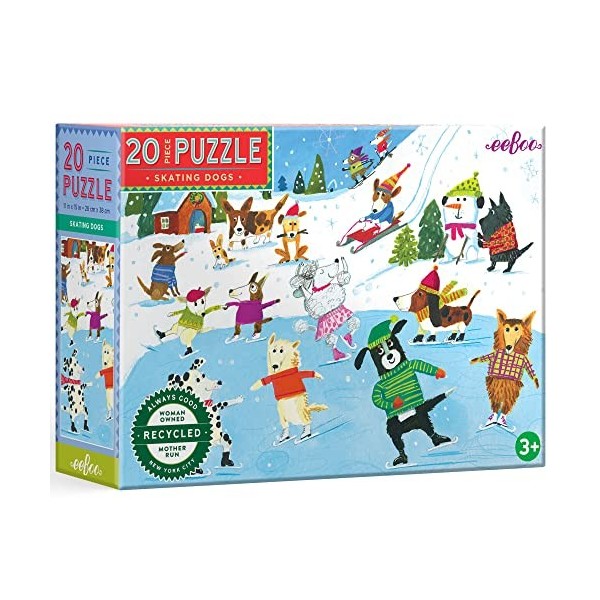 eeBoo - Puzzle 20 pcs - Skating Dogs - EPZDOG