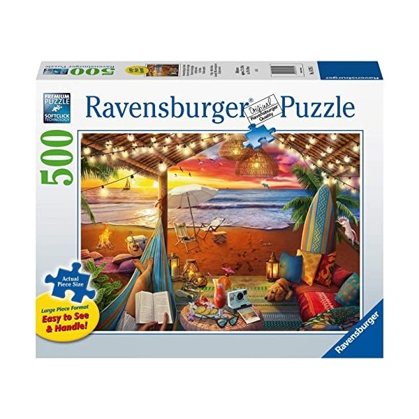 Ravensburger - Puzzle 500 pièces Pièces larges - Coucher de soleil sur la plage - Adultes et enfants dès 12 ans - Puzzle de q