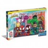 Clementoni- Marvel Spidey and His Amazing Friends Supercolor Friends-24 Maxi Pièces, Enfants 3 Ans, Puzzle Dessin Animé-Fabri