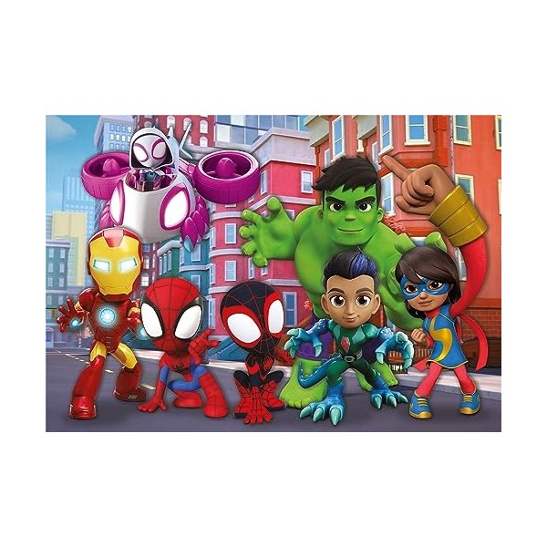 Clementoni- Marvel Spidey and His Amazing Friends Supercolor Friends-24 Maxi Pièces, Enfants 3 Ans, Puzzle Dessin Animé-Fabri