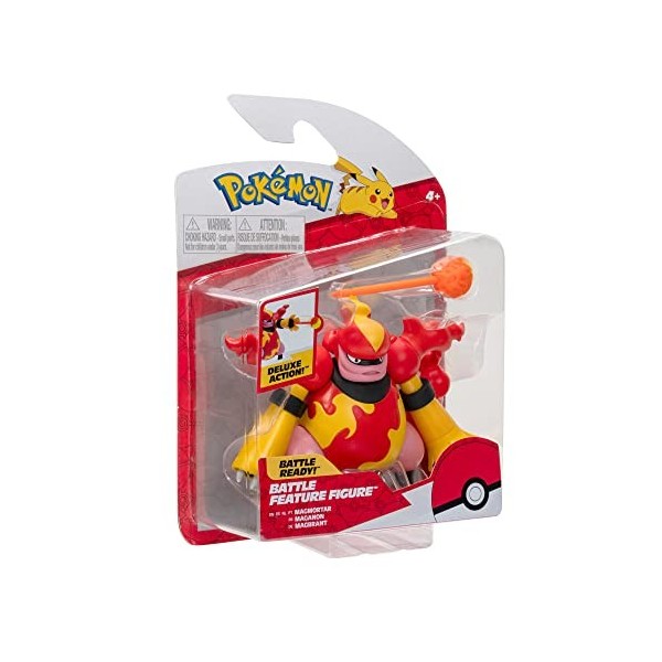 Pokèmon Magmortier – Figurine de Combat Magmortar de 11,4 cm avec Canon à Boule de feu, PKW0169, Multicolore