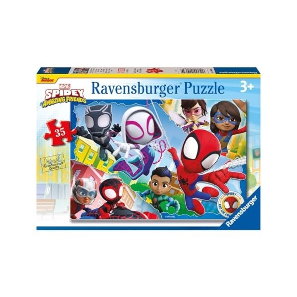 Ravensburger - Puzzle Spidey et ses amis incroyables, Marvel, Puzzle pour enfants, 35 pièces, puzzle avec amis, puzzle pour e