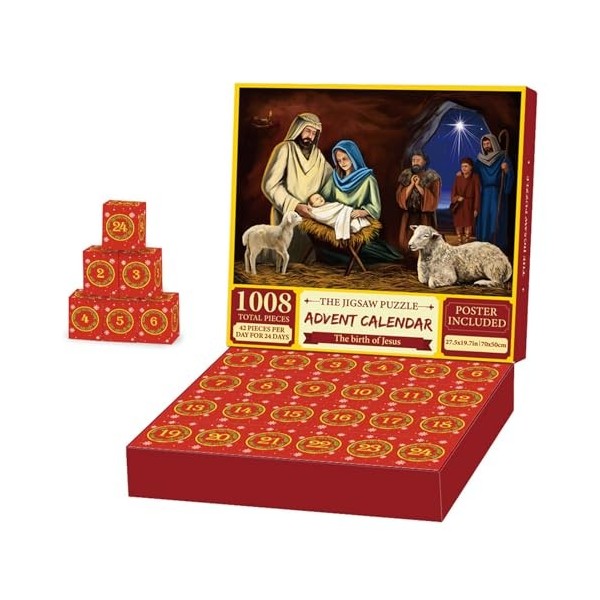 Calendrier De Lavent De La Nativité Puzzle 2023, Calendrier De Lavent Puzzle Nativité Religieux Pour Enfant Adulte, Puzzle 